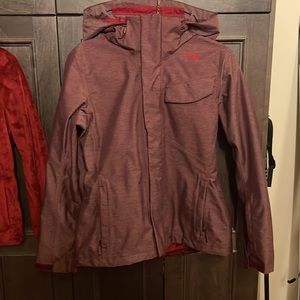 North face 3-in-1 maroon jacket with red fleece